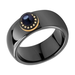 Керамическое кольцо с золотом, жемчугом и бриллиантами SOKOLOV