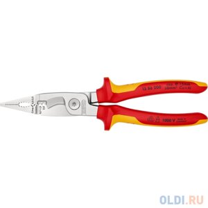 Knipex Клещи электромонтажные VDE, 6-в-1, 200 мм, диэлектрические, хром, 2К ручки, KN-1386200SB