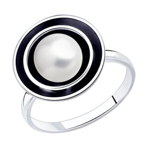 Кольцо SOKOLOV из чернёного серебра с жемчугом