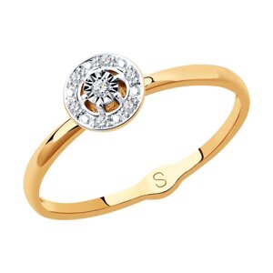 Кольцо SOKOLOV из комбинированного золота с алмазной гранью с бриллиантами