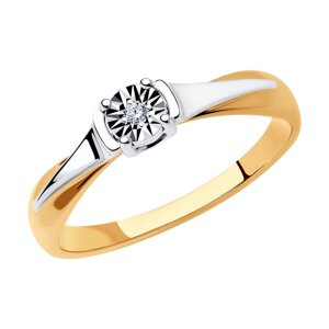 Кольцо SOKOLOV из комбинированного золота с алмазной гранью
