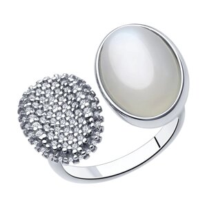 Кольцо SOKOLOV из серебра с лунным камнем и фианитами