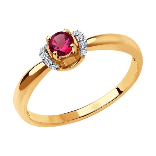 Кольцо SOKOLOV из золота с бриллиантами и рубином