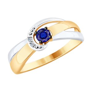 Кольцо SOKOLOV из золота с бриллиантами и синими корундами