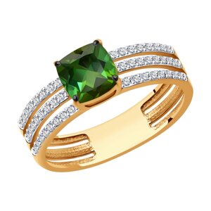 Кольцо SOKOLOV из золота с бриллиантами и турмалином