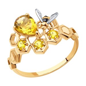Кольцо SOKOLOV из золота с цитринами и фианитами