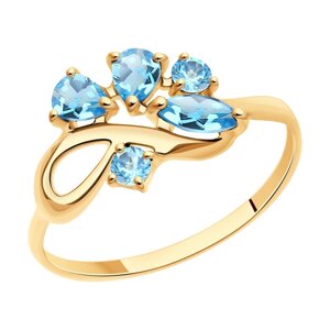 Кольцо SOKOLOV из золота с голубыми топазами