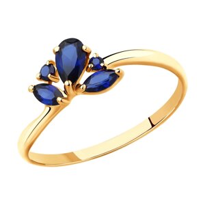 Кольцо SOKOLOV из золота с синими корундами