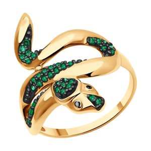 Кольцо «Змейка» SOKOLOV из золота с фианитами