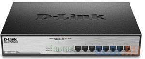 Коммутатор D-Link DGS-1008MP/B1A Неуправляемый коммутатор с 8 портами 10/100/1000Base-T с поддержкой PoE 802.3af/802.3at (30 Вт, PoE? бюджет 125 Вт), ф