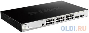 Коммутатор D-Link DGS-1210-28/ME/B1A Управляемый коммутатор 2 уровня с 24 портами 10/100/1000Base-T, 4 портами 1000Base-X SFP, возможностью питания от