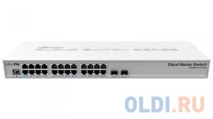 Коммутатор mikrotik CRS326-24G-2S+RM cloud router switch 326-24G-2S+RM with 800 mhz CPU, 512MB RAM, 24xgigabit LAN, 2xsfp+ cages, routeros L5 or switc