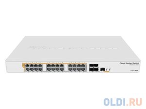 Коммутатор MikroTik CRS328-24P-4S+RM Cloud Router Switch 328-24P-4S+RM with 800 MHz CPU, 512MB RAM, 24xGigabit LAN (all PoE-out), 4xSFP+ cages, Router
