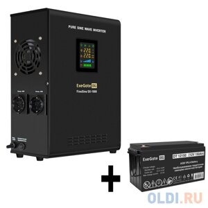 Комплект ИБП EX295997RUS + батарея 150Aч EX282990RUS 1шт (инвертор, синус, для котла, настенный) ExeGate FineSine SX-1000. LCD. AVR. 2SH 1000VA/600W,