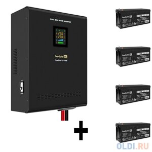 Комплект ИБП EX296005RUS + батарея 200Aч EX282991RUS 4шт (инвертор, синус, для котла, настенный) ExeGate FineSine SX-7000. LCD. AVR. 2SH. T 7000VA/500