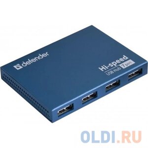 Концентратор USB 2.0 defender septima SLIM (7 портов, бп 2A)