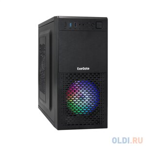 Корпус Minitower ExeGate mEVO-7807-XP500 (mATX, БП XP500 с вент. 12см, 1*USB+1*USB3.0, черный, 1 вент. 12см с RGB подсветкой)