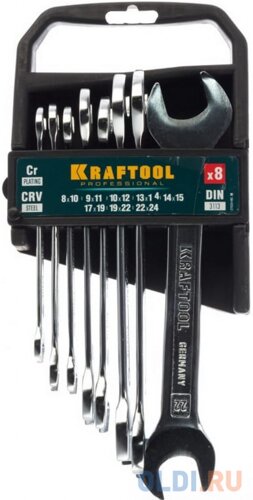 KRAFTOOL 8 шт, 8 - 24 мм, набор рожковых гаечных ключей (27033-H8C)