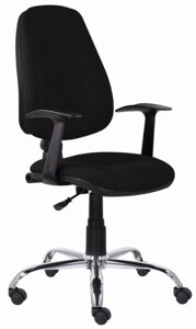Кресло BRABIX Comfort MG-322, хром, регулируемая эргономичная спинка, ткань, черное, 532558