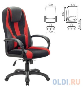 Кресло компьютерное BRABIX PREMIUM Rapid GM-102, НАГРУЗКА 180 кг, экокожа/ткань, черное/красное, 532107