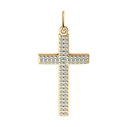 Крест SOKOLOV из золота c фианитами в два ряда