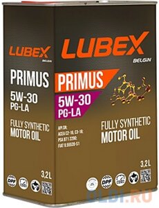 L034-1327-0632 LUBEX синт. мот. масло primus PG-LA 5W-30 SN C2/C3 (3,2л)