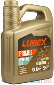 L034-1621-0404 LUBEX синт-ое мот. масло primus MV 0W-40 CF/SN A3/B4 (4л)