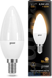 Лампа светодиодная GAUSS 103101107 LED Candle E14 6.5W 3000К