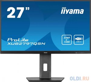 LCD iiyama 27 XUB2797QSN-B1 черный {IPS 2560x1440 100hz 1ms 250cd HDMI displayport USB m/m HAS pivot}