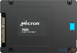 Micron SSD 7450 MAX, 800GB, U. 3(2.5 15mm), nvme, pcie 4.0 x4, 3D TLC, R/W 6800/1400MB/s, iops 530 000/145 000, TBW 4300, DWPD 3 (12 мес.)