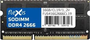 Модуль оперативной памяти Flexis 16GB DDR4 SODIMM 2666MHz (PC4-21300) 1,2V