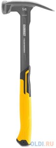 Молоток DeWALT RIP-CLAW, вес 397г, с прямым гвоздодером, 410мм, фрезерованный бойок (DWHT51138-0)