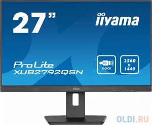 Монитор iiyama 27 prolite XUB2792QSN-B5 черный IPS LED 4ms 16:9 HDMI M/M матовая HAS piv 350cd 178гр/178гр 2560x1440 75hz DP WQ USB 6.8кг