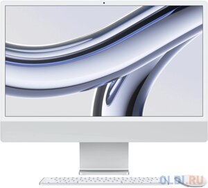 Моноблок Apple iMac A2874 24 4.5K M3 8 core (4) 16Gb SSD256Gb 8 core GPU macOS WiFi BT 143W клавиатура мышь Cam серебристый 4480x2520