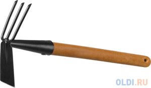 Мотыга-рыхлитель PROLine, лопатка+3 зуба с деревянной ручкой, GRINDA 421517, 113х100х575мм
