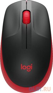 Мышь беспроводная Logitech M190 чёрный красный USB + радиоканал