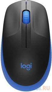 Мышь беспроводная Logitech M191 чёрный голубой USB + радиоканал