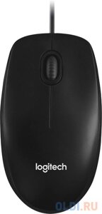 Мышь проводная Logitech M100r чёрный серый USB