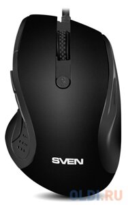 Мышь SVEN RX-113 (5+1кл. 800-2000DPI, Soft Touch, каб. 1,5м, блист.) USB чёрная