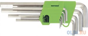 Набор ключей имбусовых HEX, 1,5–10 мм, 45x, закаленные, 9 шт., короткие, никель. Сибртех