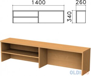 Надстройка для стола письменного Монолит, 1400х260х340 мм, 1 полка, цвет бук бавария, НМ38.1