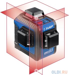 Нивелир лазерный линейный Крест-3D, ЗУБР Профессионал 34908, двухлучевой, 20м / 50м (с приемником), точн. 0,3 мм/м