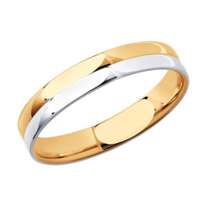 Обручальное кольцо SOKOLOV из комбинированного золота, comfort fit, 3,5 мм