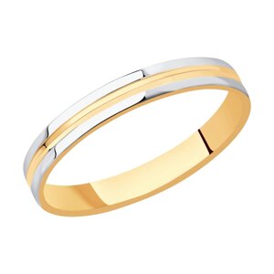 Обручальное кольцо SOKOLOV из комбинированного золота, comfort fit, 3,5 мм