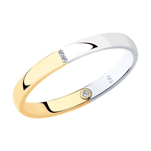 Обручальное кольцо SOKOLOV из комбинированного золота с бриллиантами, comfort fit