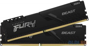 Оперативная память для компьютера Kingston FURY Beast Black DIMM 16Gb DDR4 3733 MHz KF437C19BBK2/16