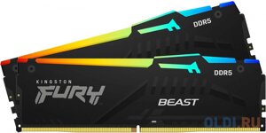 Оперативная память для компьютера Kingston Fury Beast Black RGB DIMM 16Gb DDR5 5600 MHz KF556C40BBAK2-16