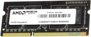 Оперативная память для ноутбука AMD R3 Value Series Black SO-DIMM 8Gb DDR3 1333 MHz R338G1339S2S-U