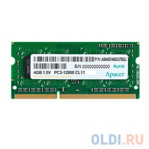 Оперативная память для ноутбука apacer AS04GFA60catbgc SO-DIMM 4gb DDR3 1600 mhz AS04GFA60catbgc