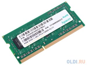 Оперативная память для ноутбука apacer AS04GFA60catbgj SO-DIMM 4gb DDR3 1600 mhz AS04GFA60catbgj
